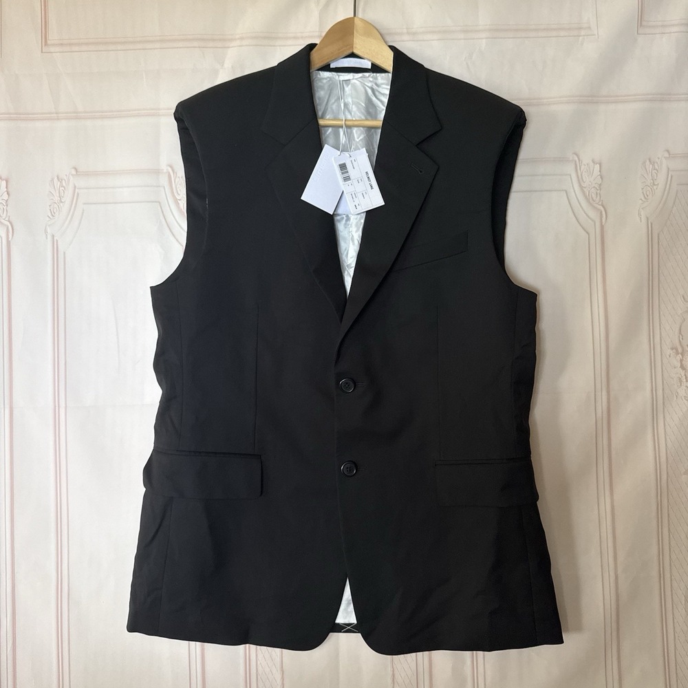 Helmut Lang Virgin Wool Classic Vest Black Size 44 $595